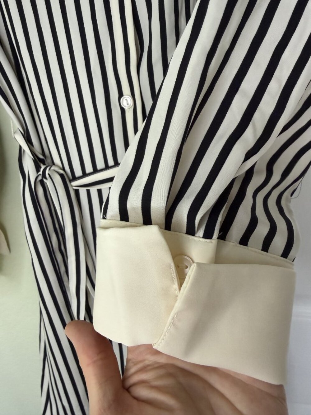 Black & White Striped Shirt Dress with Belt | Size M - Picture 6 of 8